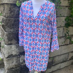 Malabar Bay blue print Tunic Swim cover XL